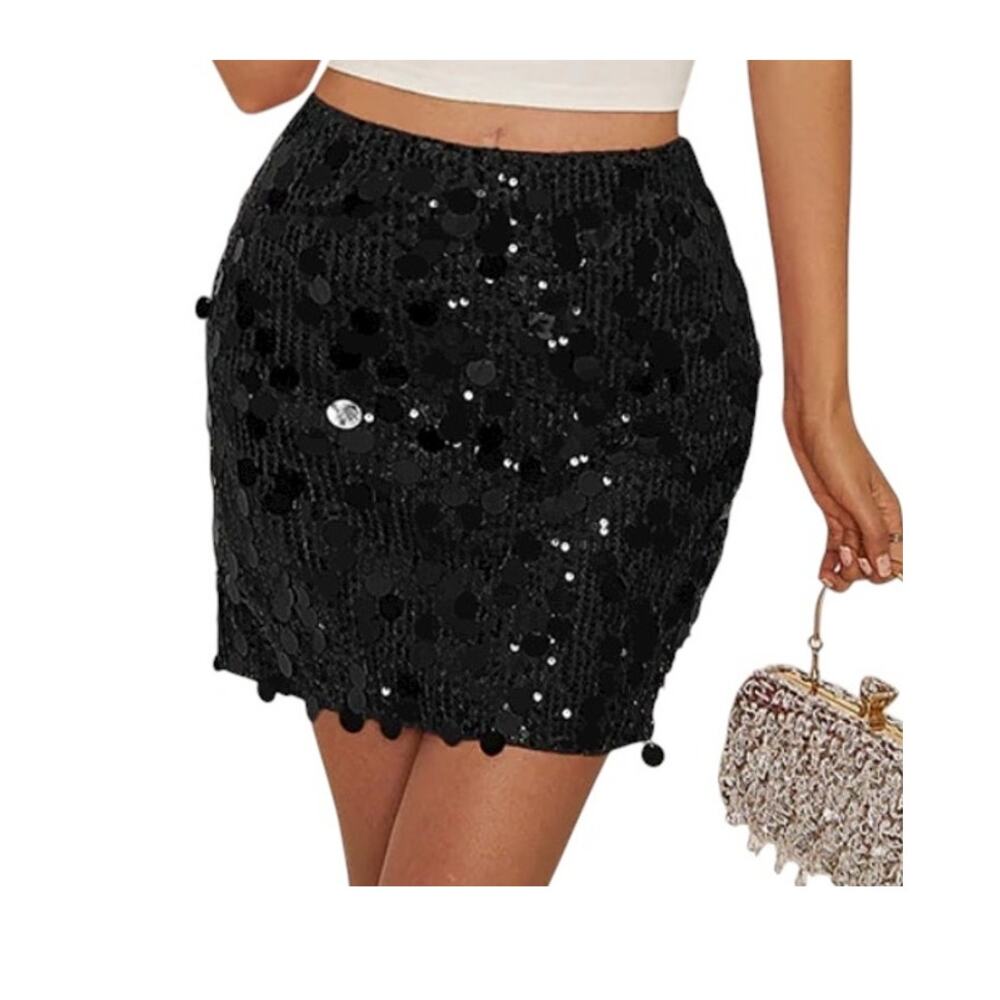 Kate Kasin medium sequin stretch mini skirt bodycon SK 2814